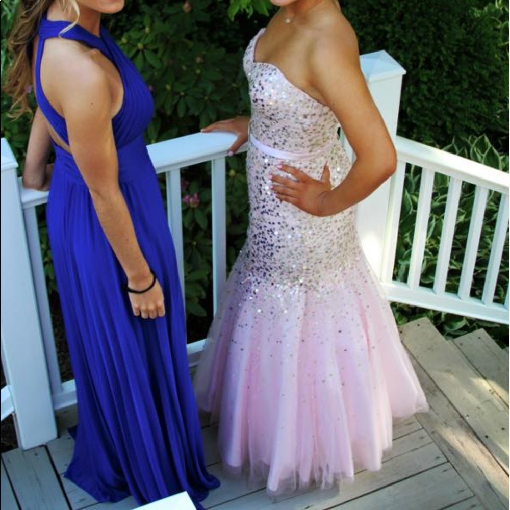 Pink Prom Mermaid Style tulle dress with sparkles